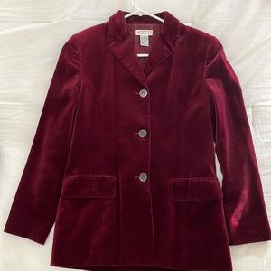 Talbots size 43 button to pocket magenta velvet blazer